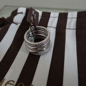 Henri Bendel Pave Stack Set crystals silver 8 NEW